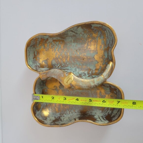 Stangl Antique Gold & Mint Green Ceramic Divided Serving Dish With Handle - Picture 7 of 8